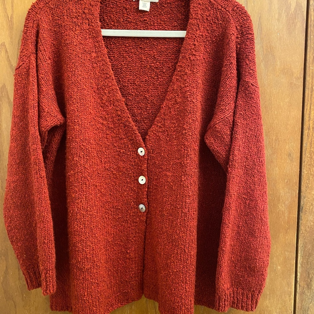 Red Women's Sweater Indigo Luna Winterfall Cardigan in Pomegranate